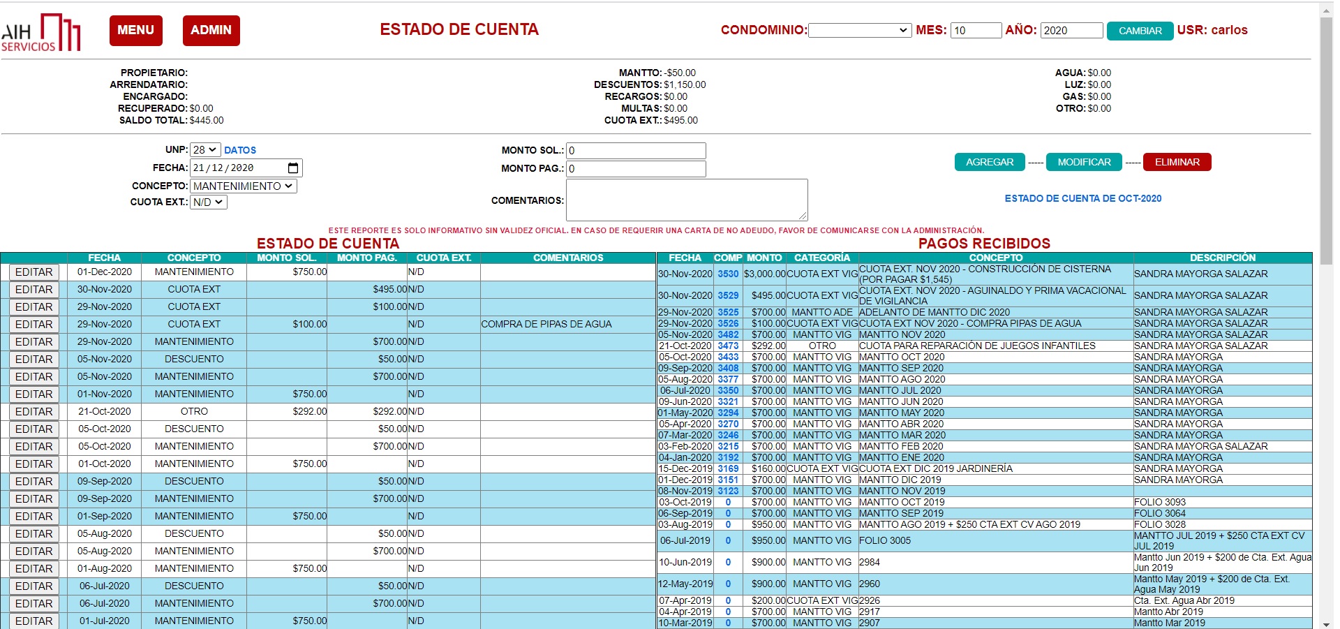 GENERACIÓN DE ESTADO DE CUENTA