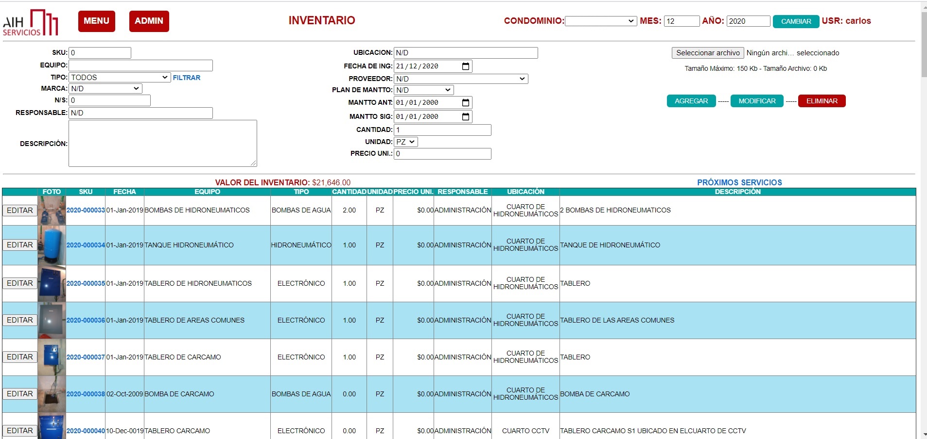 CONTROL DE INVENTARIO